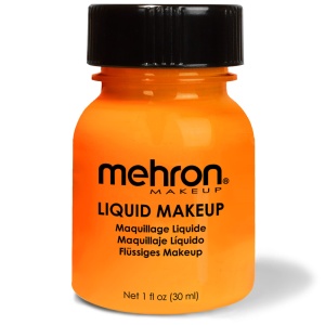 Machiaj lichid profesional pentru pleoape, ten și bodypainting, long-lasting, Liquid Makeup Mehron Orange, 30ml