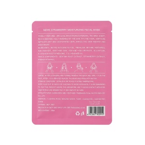 Mască de față șervețel MZWE Strawberry Moisturizing Facial Mask, hidratare intensă, 25ml - Img 2