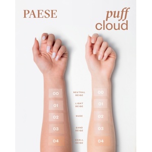PAESE Puff Cloud Foundation – Fond de ten cu efect natural, finisaj satinat, efect blur, acoperire medie construibilă, SPF 20, 02N Nude, 37 ml - Img 3