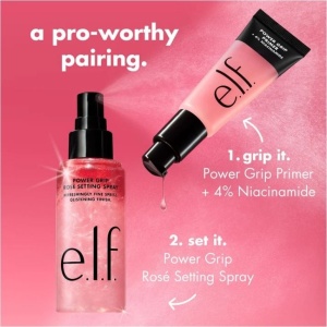 Spray Fixator Machiaj e.l.f. Power Grip Rosé Setting Spray – Efect Luminos, 2% Niacinamidă, 80ml - Img 8
