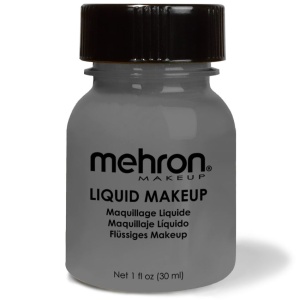 Machiaj lichid profesional pentru pleoape, ten și bodypainting, long-lasting, Liquid Makeup Mehron Monster Grey, 30ml