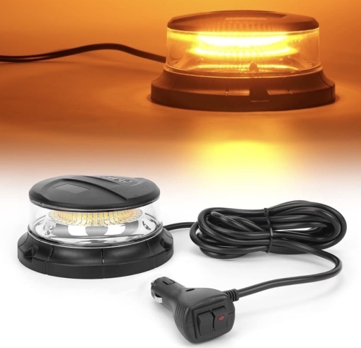 Girofar led cu mufa bricheta, 12v-24v , efect rotatie 360•, talpa magnetica - Img 2