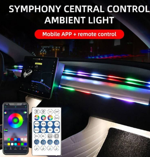 Kit 18 in 1 lumini ambientale auto RGB acrilic, wireless, symphony - Img 2