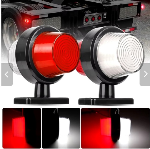 Set 2 Lămpi laterale cu Led, de semnalizare pentru camion, remorcă, rulotă,alb-roșu, 12-24V
