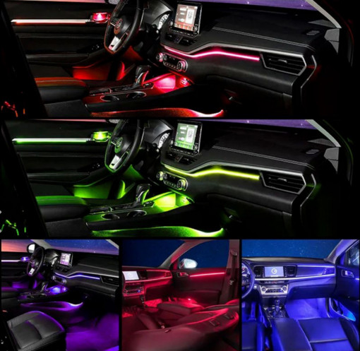 Kit 18 in 1 lumini ambientale auto RGB acrilic, wireless, symphony - Img 3