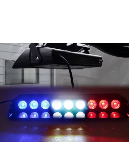 Lampa parbriz profesionala stroboscopica rosu/albastru cu mufa bricheta , 12V , - Img 3