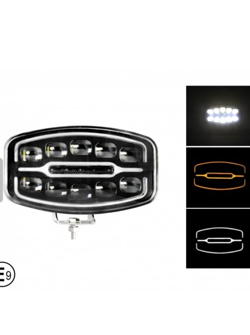 Proiector led universal de mare putere, 12V - 24V, cu lumină DRL alb-galben,