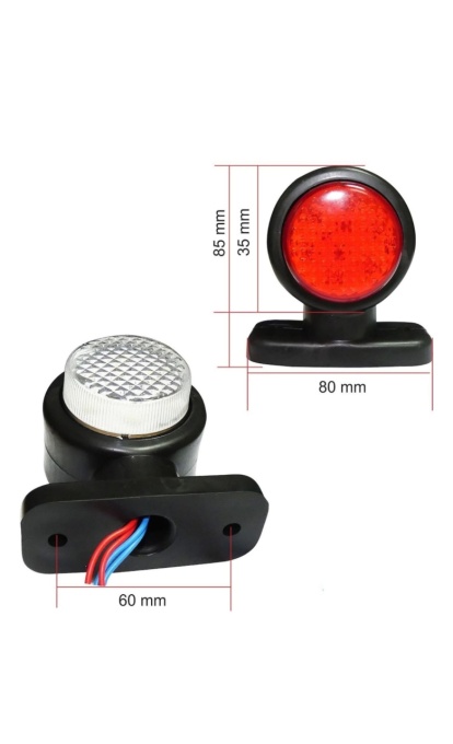 Set 2 Lampi led pentru gabarit 12v-24v rosu+ alb - Img 2