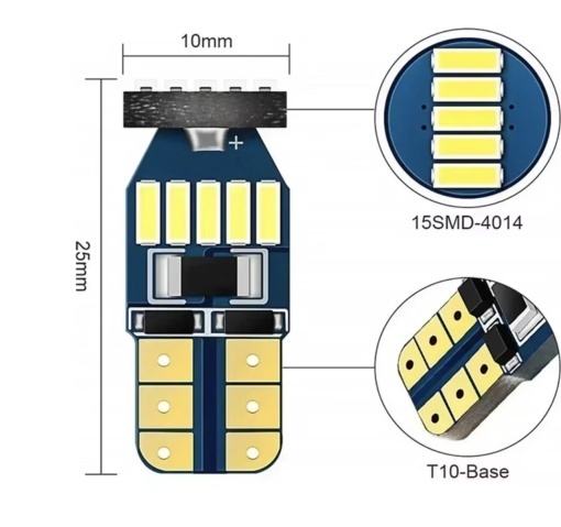 Set 2 leduri ,T10 w5w canbus -12v - Img 2