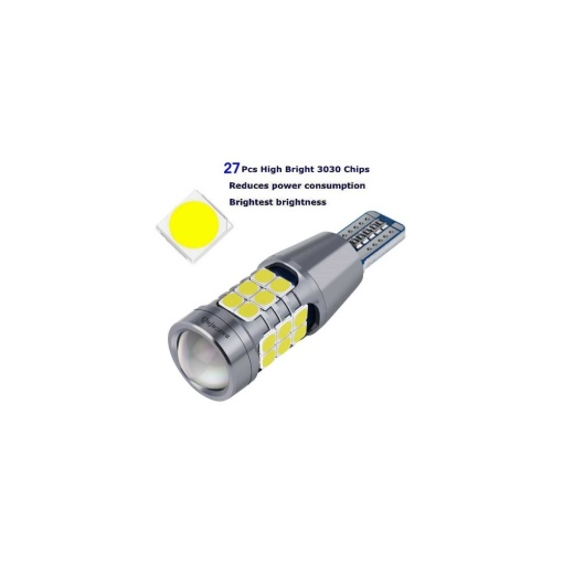 Set 2 leduri t15 w16w cu lupa , 27 smd, canbus , alb 6000k - Img 2