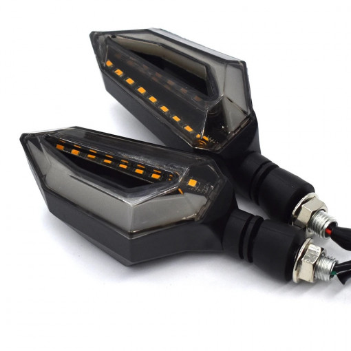 Set 2 semnalizari cu lumina de zi 12v moto- atv, geam smoked