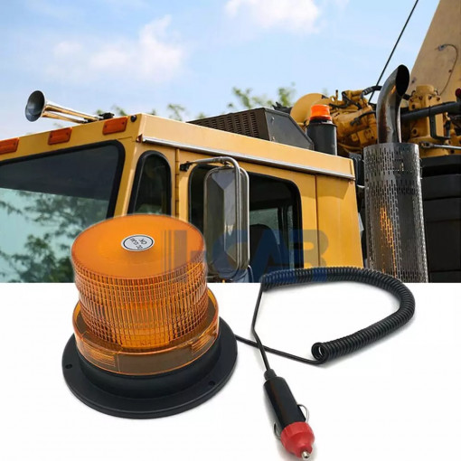 Girofar led 12v-24v, cu magnet si mufa de bricheta, lumina galbena, premium - Img 3