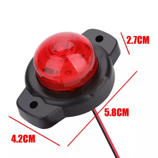 Lampa pentru gabarit cu led 12v-24v, rosu ( o fata luminaoasa), 5+1 GRATIS - Img 2