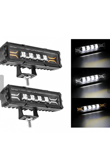 Proiector led de mare putere, 12V - 24V, cu lumină DRL alb-galben,
