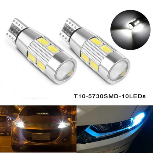 set 2 Leduri T10 w5w lupa, canbus 12v non polar 6000k - Img 2