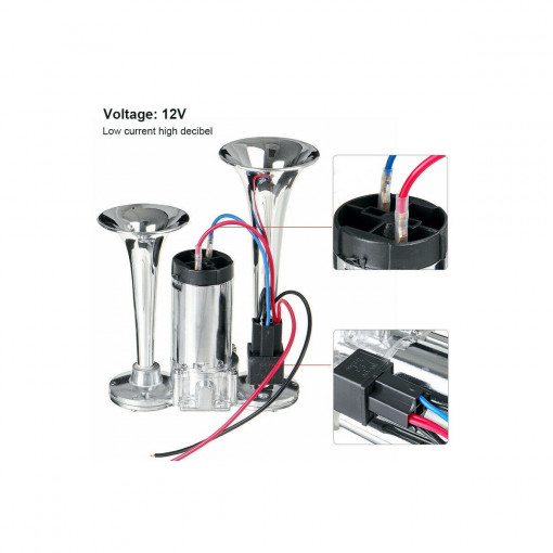 Claxon cu 2 goarne si compresor 12V - Img 2
