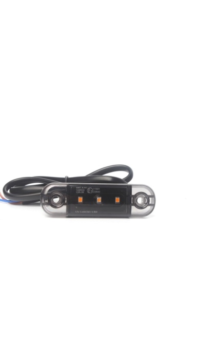 Lampa gabarit laterala LED portocaliu, geam fumuriu rezistent la apă IP67, 12V/24V Cablu 30 cm - E9 10R-06, ECE R10, ECE R148 - Img 2