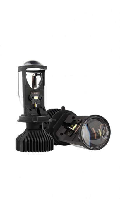 Set de 2 becuri led H4 cu lupa si canbus, 12v, alb 6000k, + LEDURI POZITIE SAU NUMAR GRATIS - Img 2