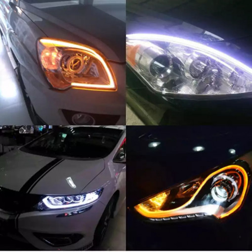 Banda led drl alb + semnal secvential 45 cm - Img 2