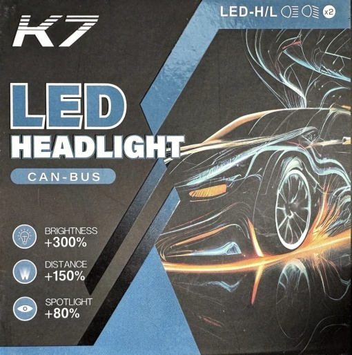 Set 2 becuri Led K7 H7, 100w, 10,000LM, 1:1,CANBUS, cu ventilator , 6000k, + LEDURI POZITIE SAU NUMAR GRATIS - Img 3