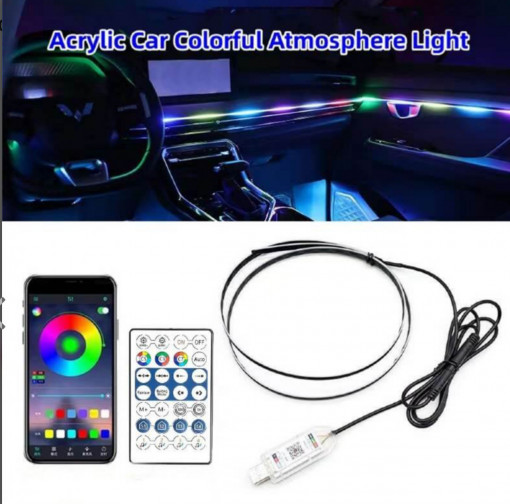 Banda acrilica Symphony 120cm, lumina ambientala auto curcubeu, alimentare USB - Img 2