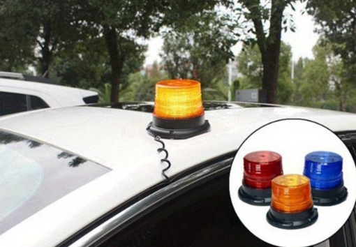 Girofar led 12v-24v cu magnet si mufa bricheta -Rosu, portocaliu sau albastru - Img 5