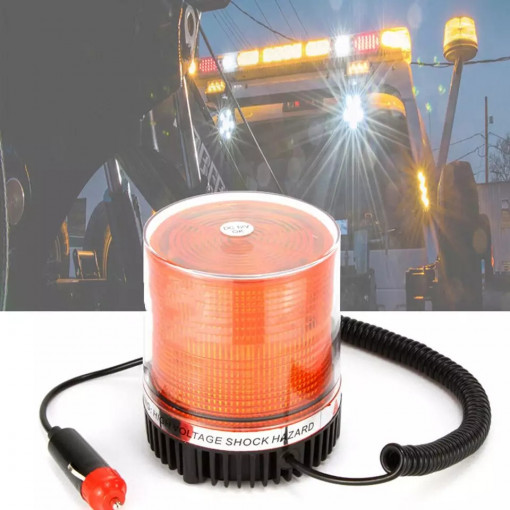 Girofar led 12v-24v, cu magnet si mufa de bricheta, lumina galbena - Img 3