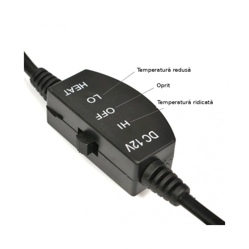 Husa auto scaun cu incalzire electrica 12V , 97x47 cm neagra - Img 2