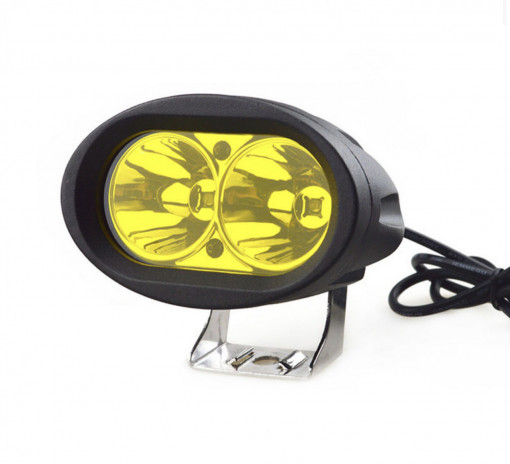 Proiector LED 20W 12/24V SPOT 30° geam galben