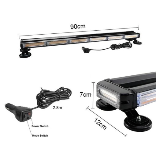 Rampa Led 216w , fata-spate de avertizare 12 module cu prindere magnetica 12-24V - Img 3