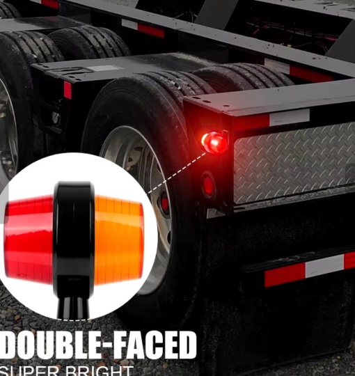 Set 2 Lampi laterale cu Led, de semnalizare pentru camion, remorcă, rulotă,portocaliu-roșu, 12-24V - Img 2