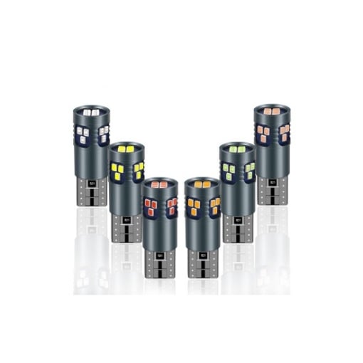 set 2 leduri t10 w5w, 18 led ,canbus, 12v, alb,rosu, galben sau albastru,