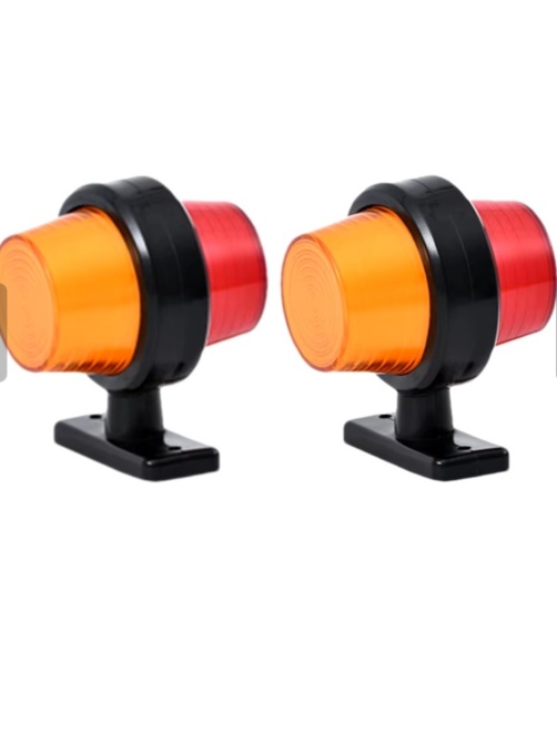 Set 2 Lămpi laterale cu Led, de semnalizare pentru camion, remorcă, rulotă,portocaliu-roșu, 12-24V
