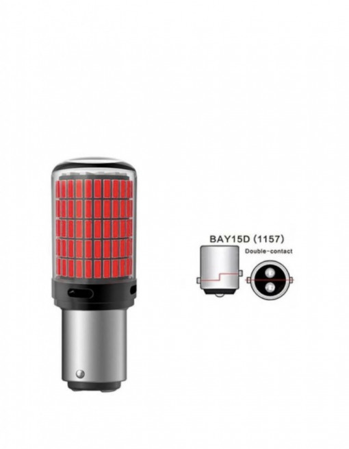 Set 2 becuri led 2 faze BAY15D TP21/5W 157 smd 12V CANBUS Lumina rosie - Img 2
