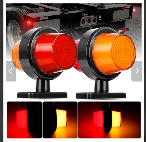 Set 2 Lampi laterale cu Led, de semnalizare pentru camion, remorcă, rulotă,portocaliu-roșu, 12-24V - Img 3