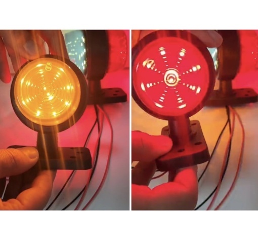 Set 2 lampi LED de semnalizare 12V-24V galben-rosu, geam fumuriu - Img 2
