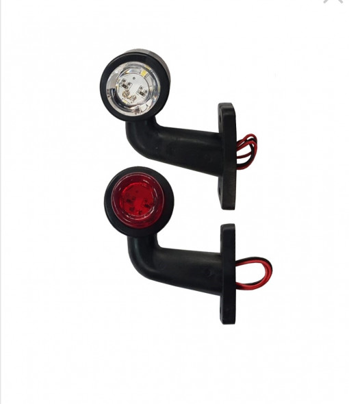Set 2 lampi mini, 12 led rosu si alb cu brat 90 grade scurt , 12v- 24v - Img 2