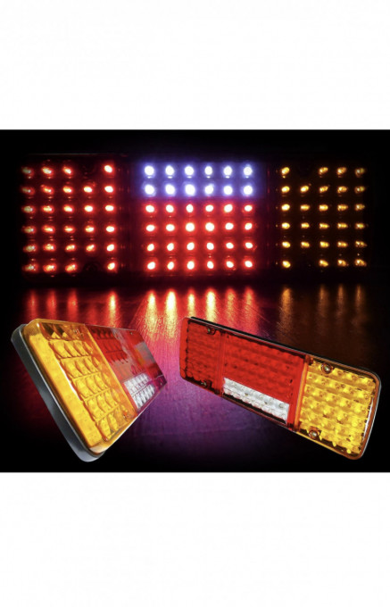 Set 2 Lampi stop cu LED, Universale, 4 Functii, Remorca, Camion, Trailer, 12V - Img 2