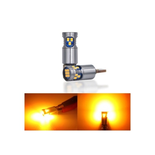 set 2 leduri t10 w5w, 18 led ,canbus, 12v, alb sau galben - Img 3