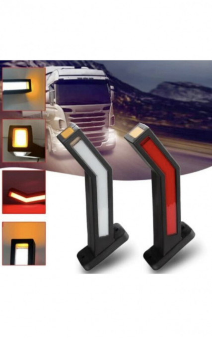 Set 2X Lampi Gabarit, LED, Neon Efect, semnalizare Dinamica, 3 Functii, 12-24V, 22 cm - Img 3