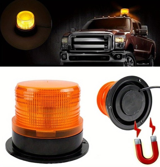 Girofar led 12v-24v cu magnet si mufa bricheta -Rosu, portocaliu sau albastru - Img 6