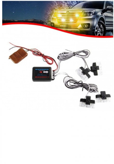 Kit 4x lampi led stroboscopice cu telecomanda , lumina portocalie