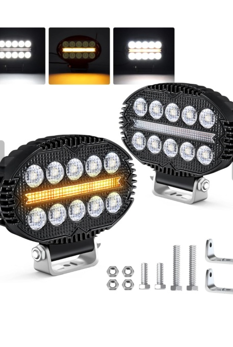 Proiector oval LED cu DRL 9-80V, 84W, alb-galben, carcasa aluminiu IP67 - Img 2