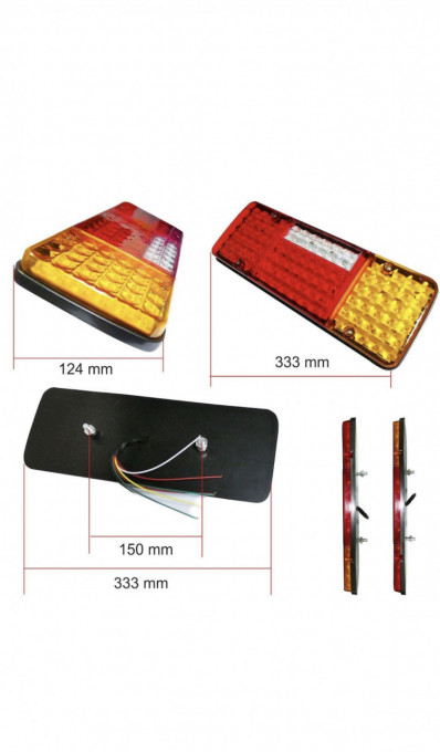 Set 2 Lampi stop cu LED, Universale, 4 Functii, Remorca, Camion, Trailer, 12V - Img 3