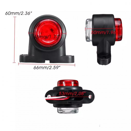 Lampa de gabarit 12 smd rosu cu alb 12v-24v, premium, 5+1 GRATIS - Img 2