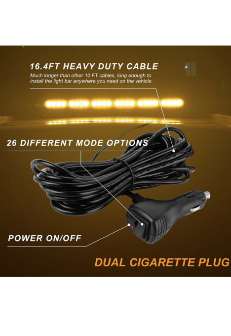 Rampa Led fata-spate de avertizare 54 leduri, rampa cu prindere magnetica 12-24V - Img 4