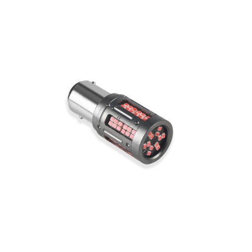 Set 2 becuri 2 faze p21/5w BAy15d 84SMD Canbus 12V-24V nonpolar Lumina rosie - Img 2