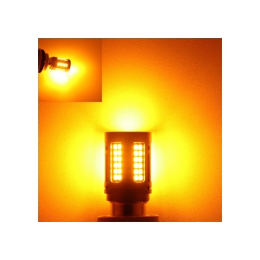 Set 2 becuri o faza py21w BAY15S 84SMD Canbus 12V-24V nonpolar Lumina galbena - Img 2