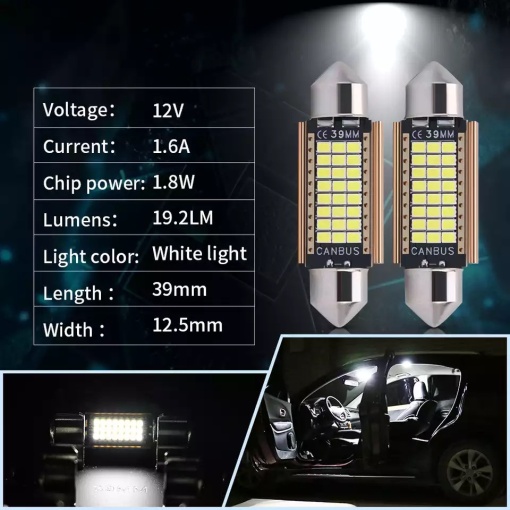 Set 2 leduri 41mm canbus 24 smd alb 6000k PREMIUM - Img 2