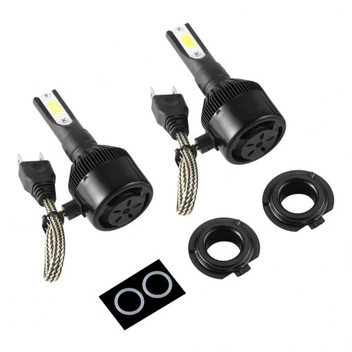 Set 2 leduri h7 black edition 12v-24v, 60w 7400lm, 6000k foarte rezistente la 24v